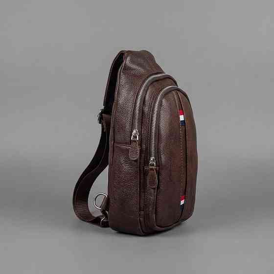 Коричневая мужская сумка на грудь (слинг) Leather Collection (696) Киев