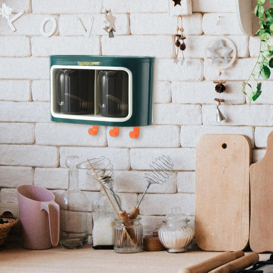 Настінний органайзер з двома чашами, банки для зберігання, модні банки для кухні, зелений колір Кам'янець-Подільський