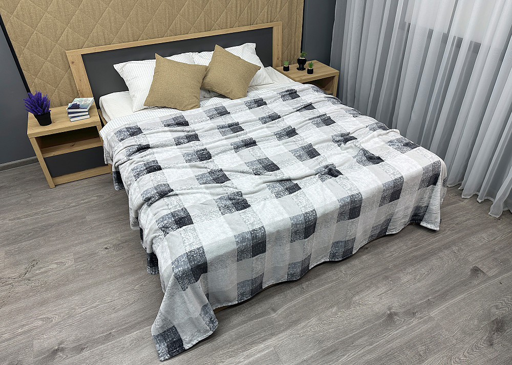 Плед-покривало Decorator WellSoft BLUERRED CELL 200х220 см Світло-сірий з сірим (87-183) Київ - фото 5
