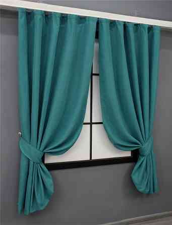Комплект коротких штор VR-Textil Микровелюр Petek № 1492ш Бирюзовый 130х170 см 2 шт (35-0214) Киев