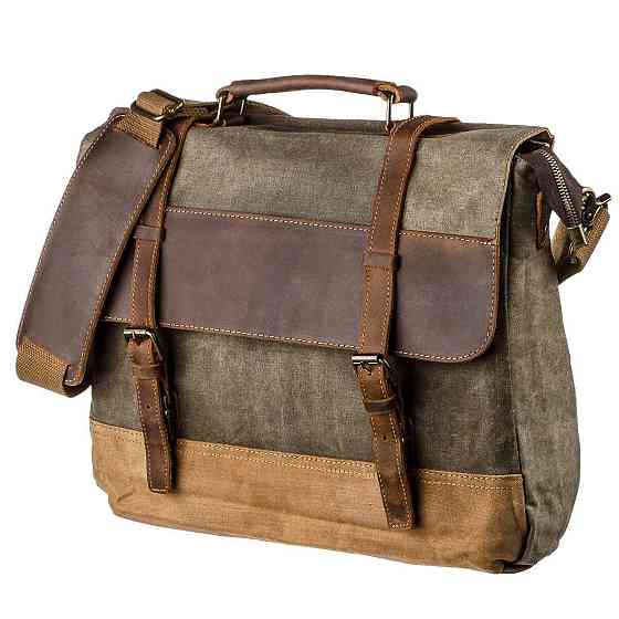 Ретро портфель комбінований Vintage 20117 Світло-сірий Київ