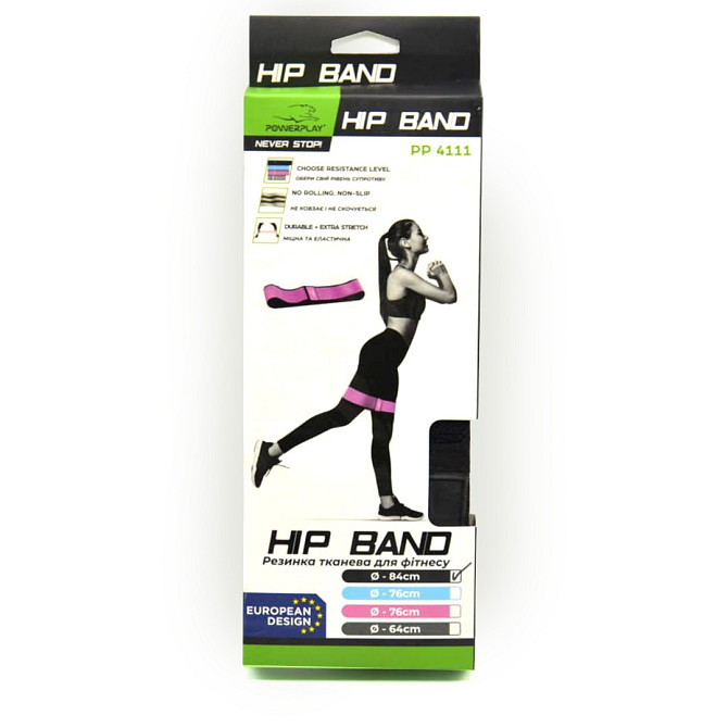 Тканева гумка для фітнесу та спорту PowerPlay 4111 Hip Band M Medium Блакитна (d_76cm) Каменское - изображение 8