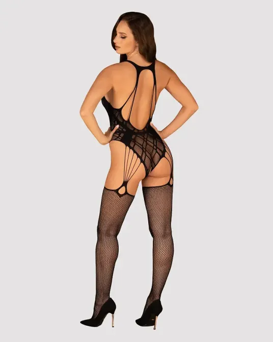 Бодістокінг Obsessive Bodystocking G324 S/M/L black, силуетний малюнок Львів - фото 4