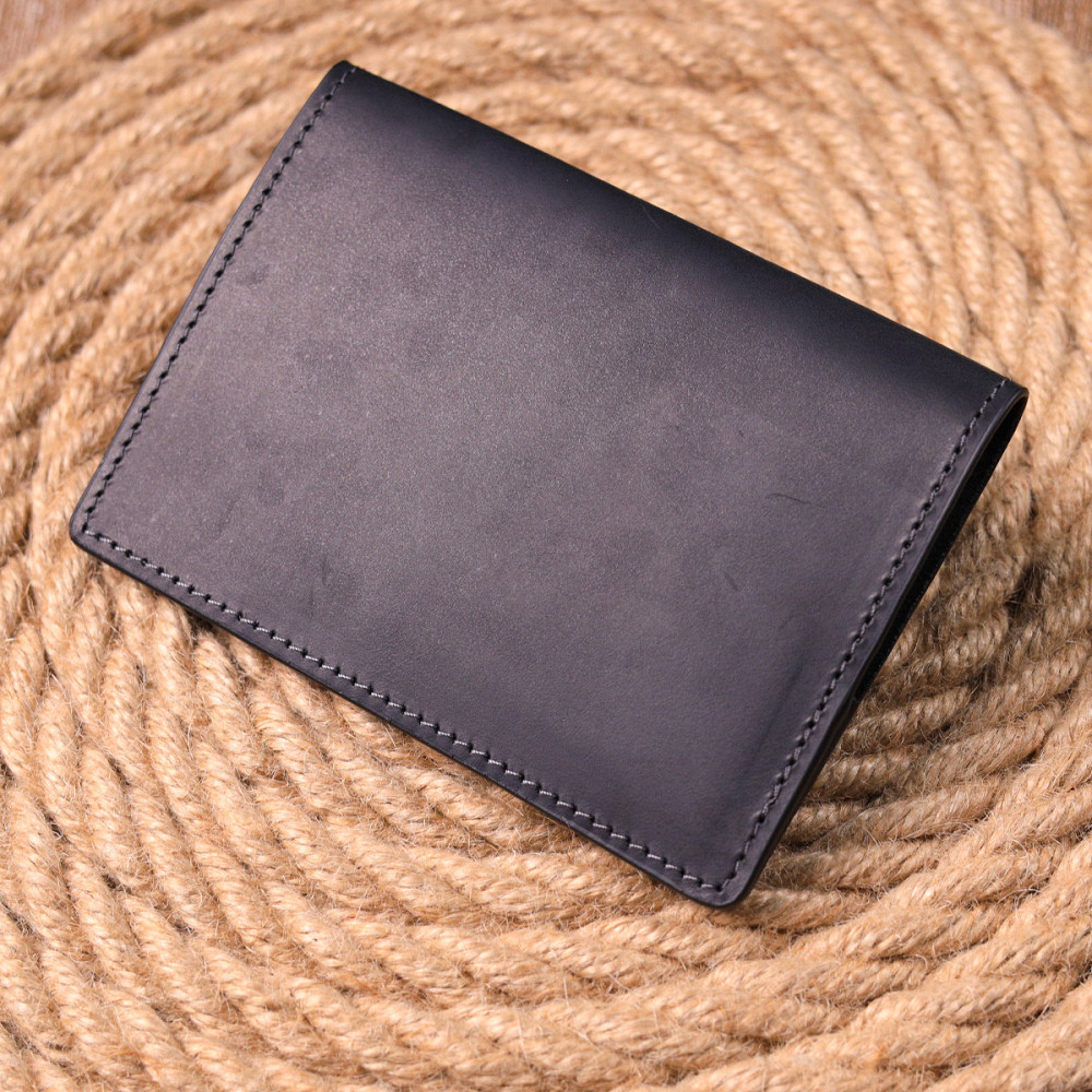 Стильная обложка на паспорт в винтажной коже Сердце GRANDE PELLE 16723 Черная Киев - изображение 3