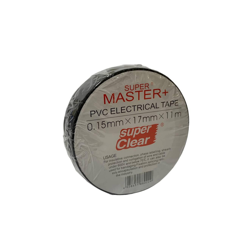 Изолента MASTER+ 0.15мм×17мм×11м — электроизоляционная лента, прочная, эластичная, термостойкая Харьков - изображение 1