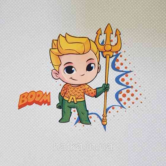 Обои виниловые на флизелине AdaWall Ada Kids метровые детские герои комиксы лига справедливости на голубом Киев