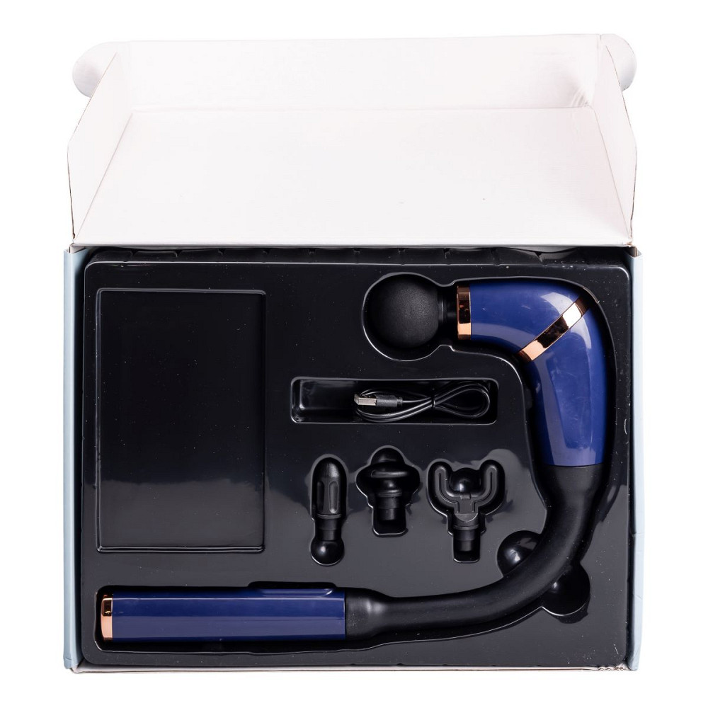 Перкусійний ручний масажер акумуляторний 17 Вт зарядка від USB до 3200 об/хв Синій HP-11-11BL Коломия - фото 3