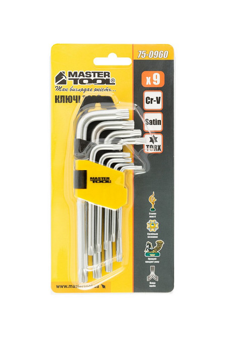 MASTERTOOL Ключі TORX MASTERTOOL CrV Т10/Т50 55/133 мм набір 9 шт 75-0960 Коломия - фото 9