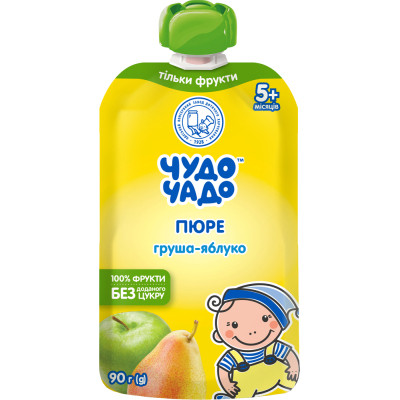Дитяче пюре Чудо-Чадо груша-яблуко без цукру 90 г (4820016253612) Вінниця - фото 1