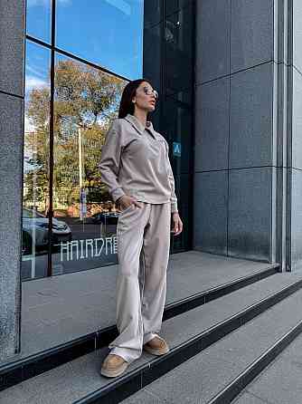 Жіночий базовий прогулянковий костюм на осінь щільний джерсі Беж, 44/46 Одеса