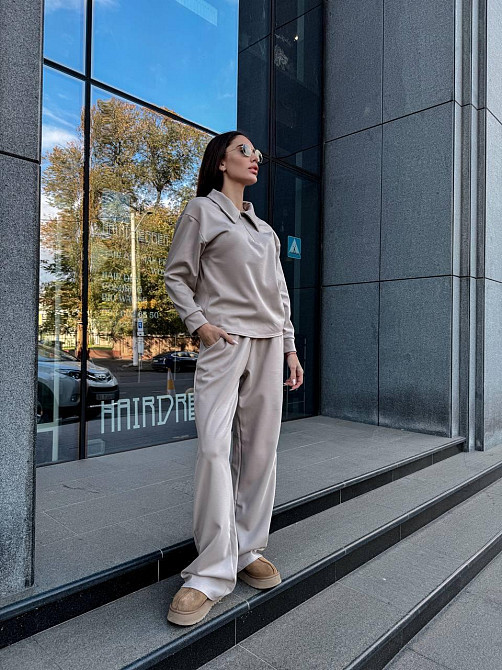 Жіночий базовий прогулянковий костюм на осінь щільний джерсі Беж, 44/46 Одеса - фото 1