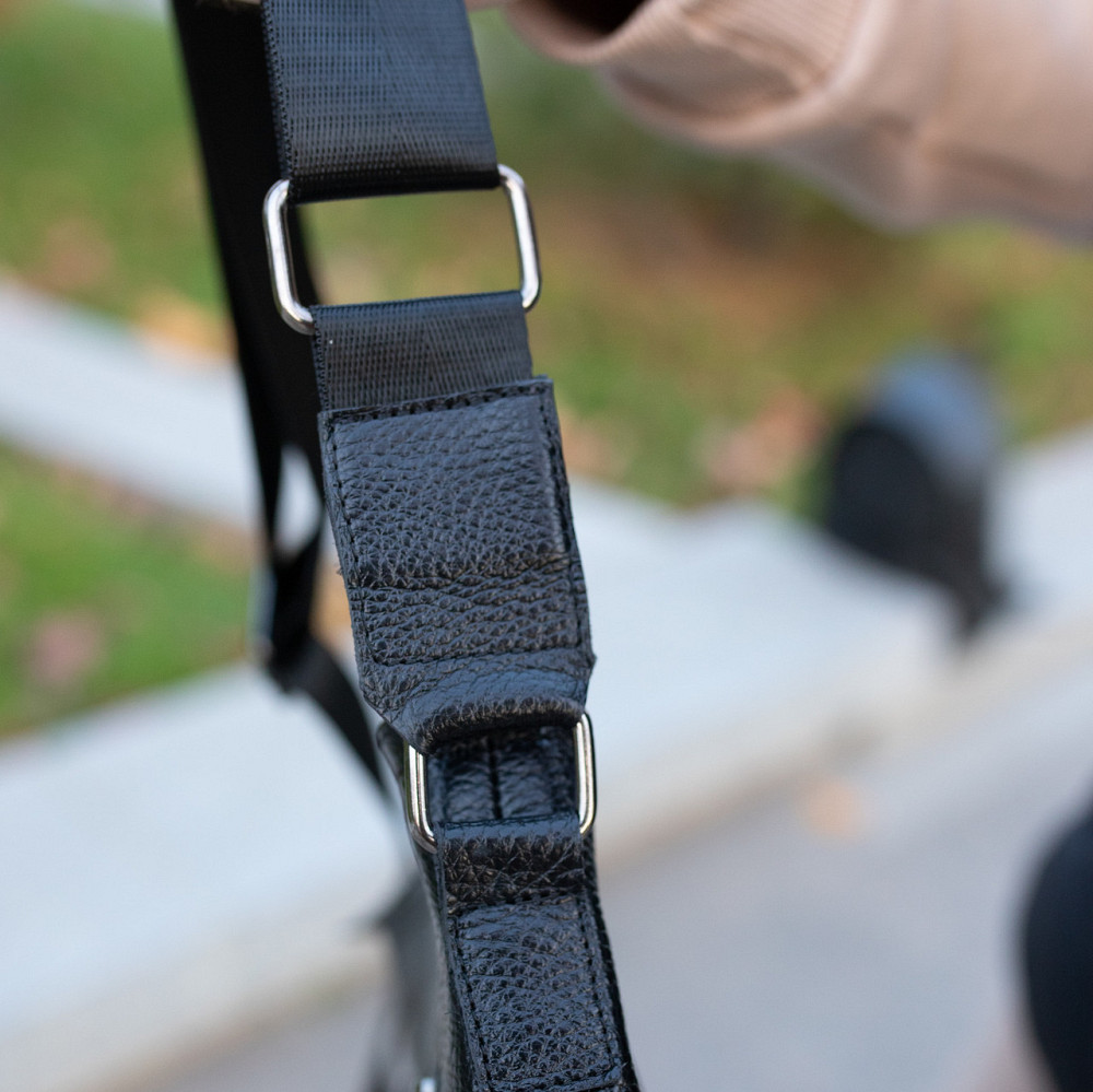 Барсетка чоловіча через плече з натуральної шкіри каркасна містка, чорнаMasterSem Київ - фото 5