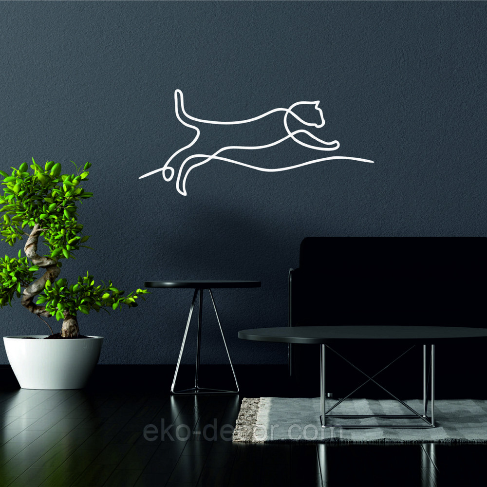 Декоративное настенное 3D Панно «Кот» Декор на стену с объемом 50*23 см, Белый Киев - изображение 2