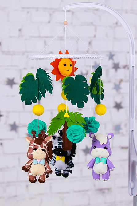 Дитячий мобіль на ліжечко для немовлят WooolyWool «Сафарі» Київ - фото 1