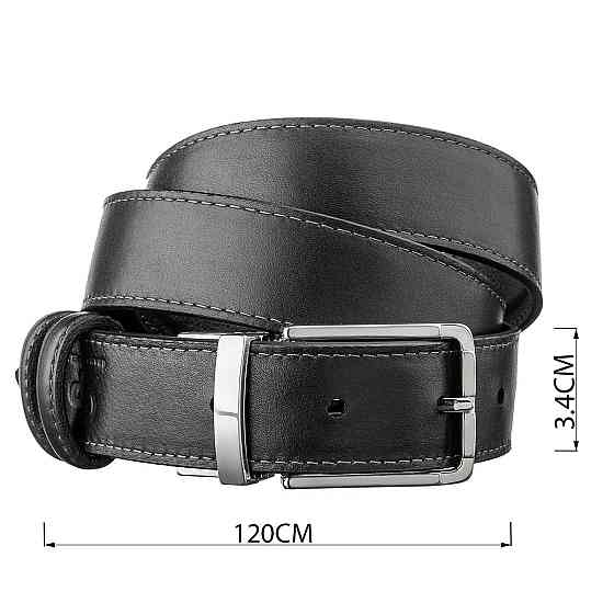 Ремень брючный двусторонний мужской Grande Pelle 11156 Синий и Черный Киев