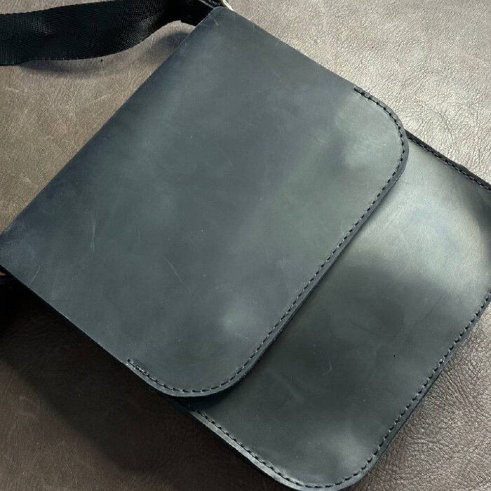 Сумка через плече чоловіча чорна Майамі, сумка месенджер чоловіча 20*24*4 см з широким ремінцемMasterSem Київ - фото 3