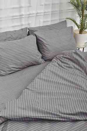 Комплект постельного белья Ideal Textile бязь тауп графит в полоску Двуспальный Евро Черновцы
