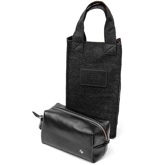 Кожаная мужская косметичка GRANDE PELLE 11415 Черный Киев