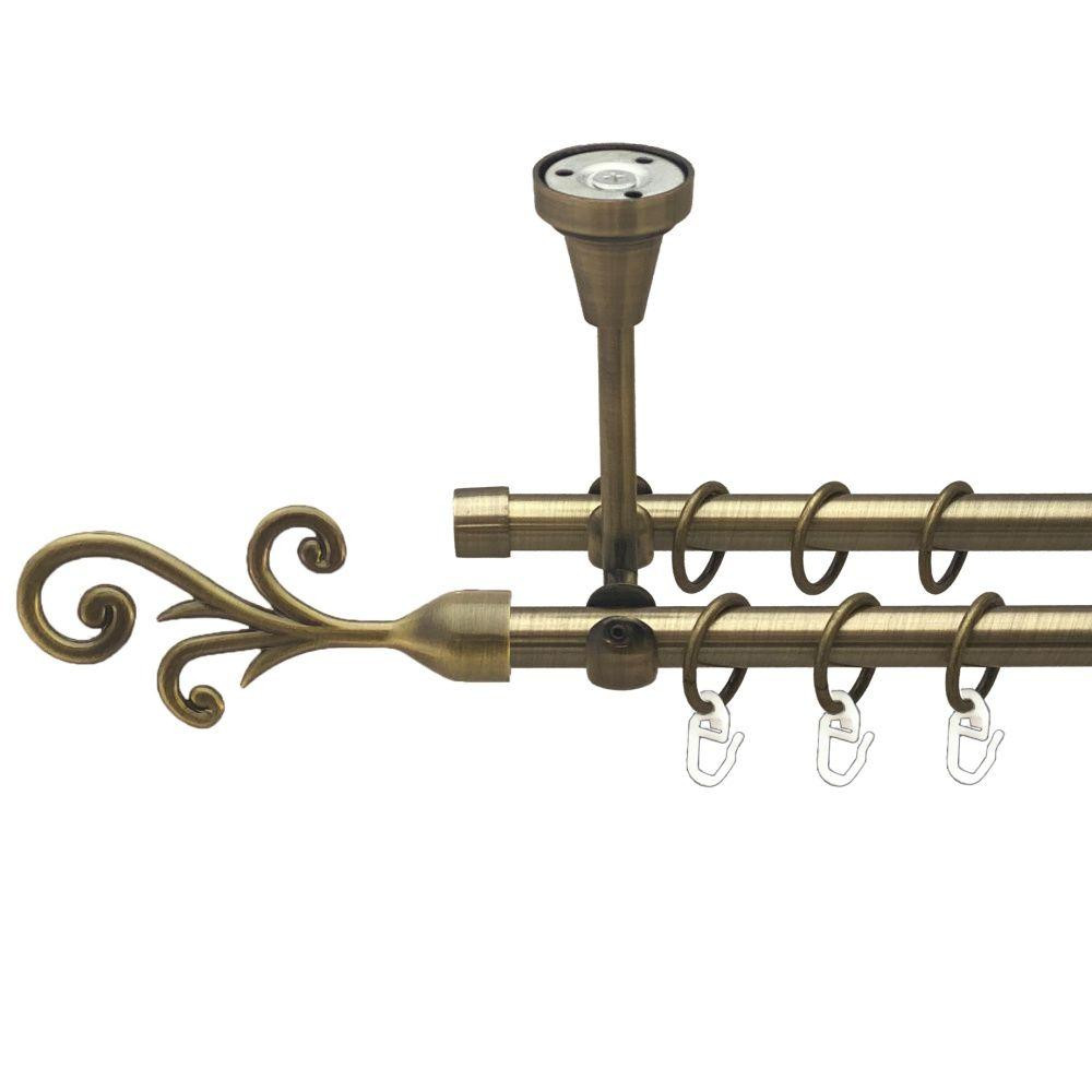 Карниз Orvit Фала металевий дворядний відкритий до стелі гладка труба кільце металеве Антик 16\16 мм 200 см (00-00016980) Львів - фото 1