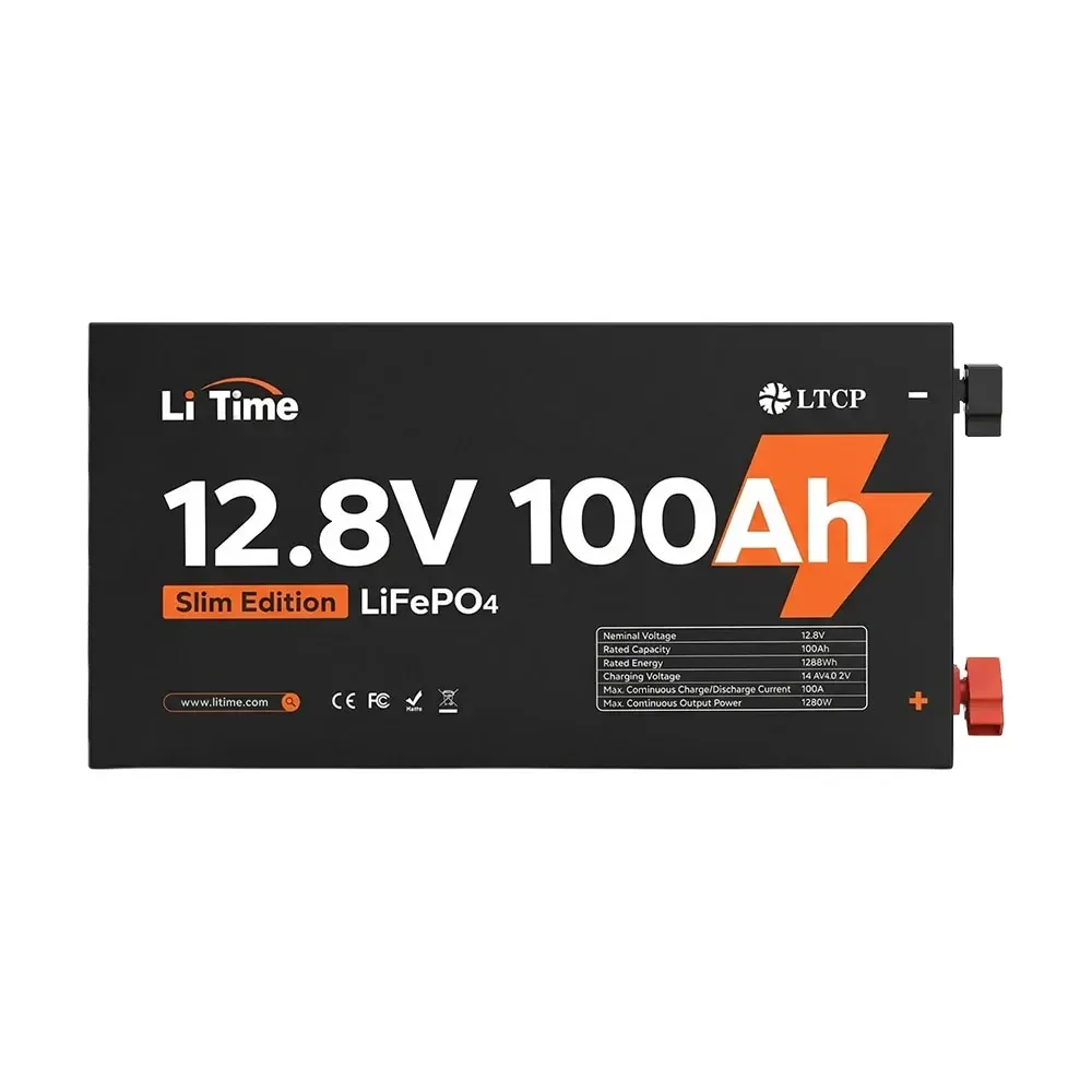 Акумуляторна батарея літій-залізо-фосфатна 12.8В 100А*год LiFePO4 LiTime Slim 12V100-100-SLIM-LTCP-4-SE100 ультратонка (44-00531) Киев - изображение 11