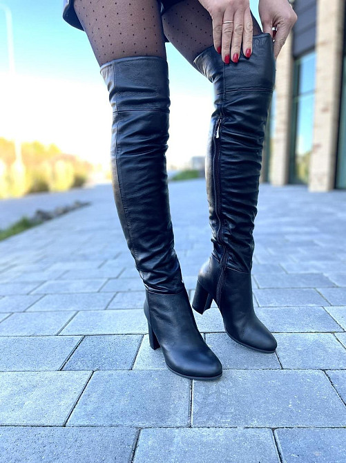 Nivelle Стильні ботфорти жіночі зимові з натуральної шкіри на підборах, чорні 5310 (8052-8033) Коломия - фото 5