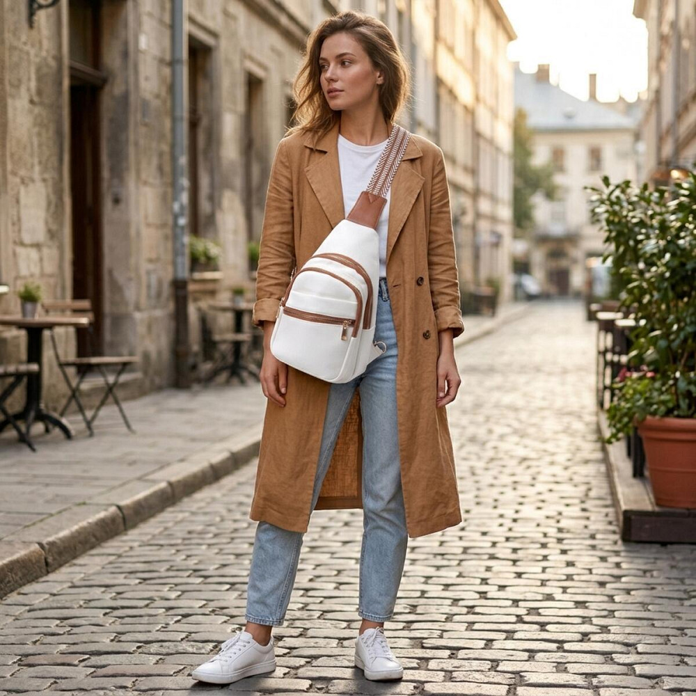 Стильна сумка жіноча з однією лямкою через плече з екошкіри Vintage 22757 Білий Київ - фото 12