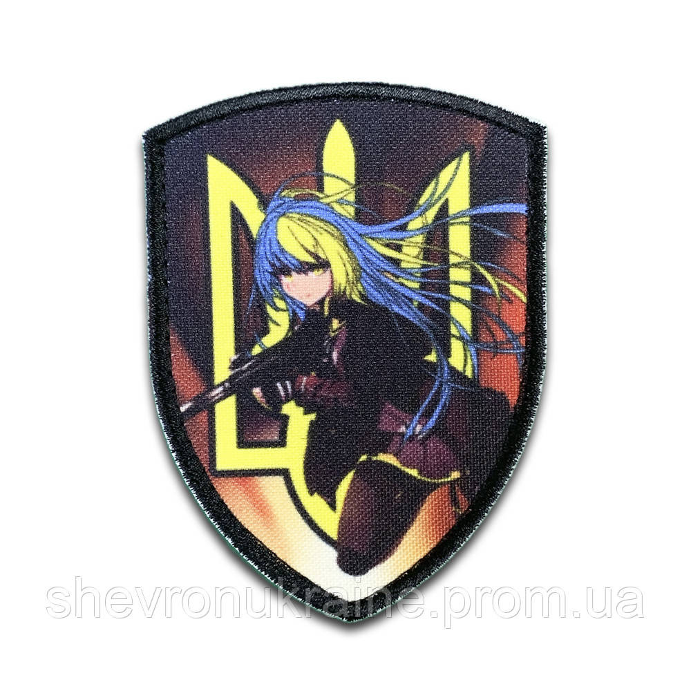 Друкований шеврон Аніме Дівчина (Форма щит. На липучці) Розмір 9x6.5см Київ - фото 9