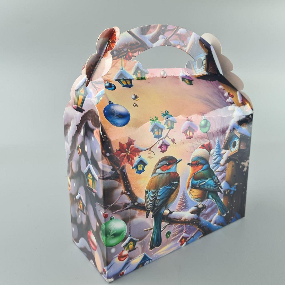 Новорічна подарункова картонна упаковка для цукерок (80 гм) No207 "Зимові синички" (1 шт.) Харків - фото 3