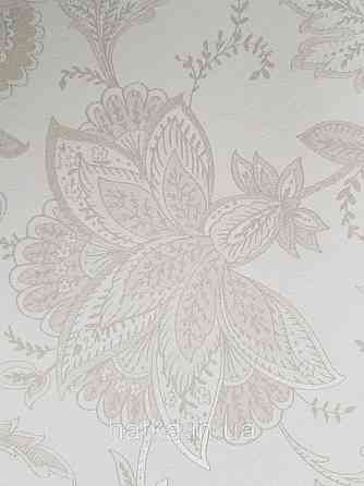 Шпалери флізелінові еко Rasch Sophia 0.53х10 рослинний принт квіти листя срібло бежеві на світло-сірому 3д Київ