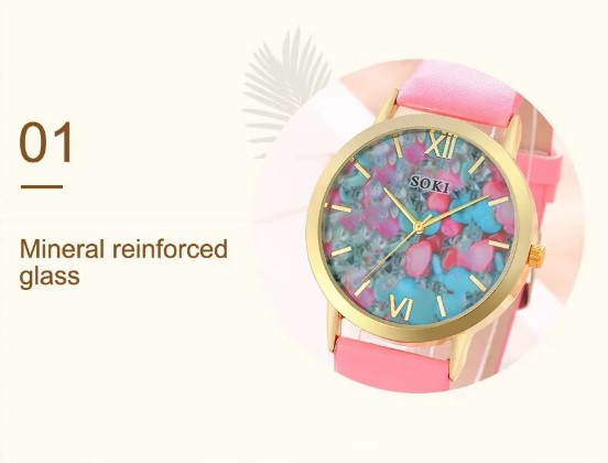 Жіночий подарунковий набір Color Crystal годинник браслет кольє сережки каблучка рожевий Київ - фото 2