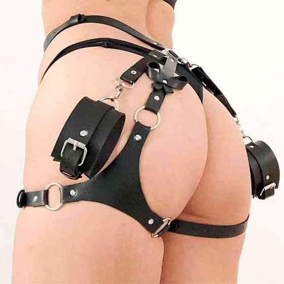 Гартеры с наручниками - Черный – Садо-мазо Винница