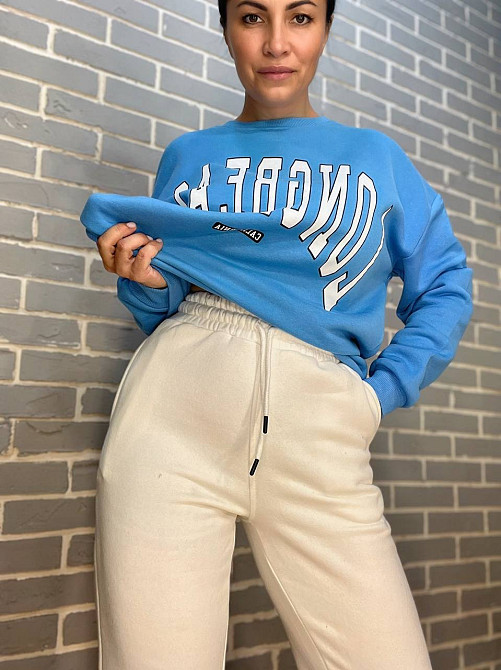 Штани жіночі Quzen 399 спортивні джоггери на резинці утеплені на флісі білі, білий, L Київ - фото 6