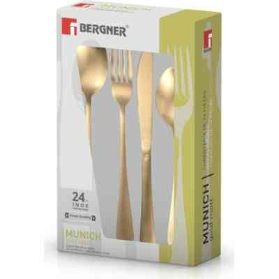 Набір столових приборів Bergner Munich gold matt 24 предмета (BG-5134-GD) Вінниця