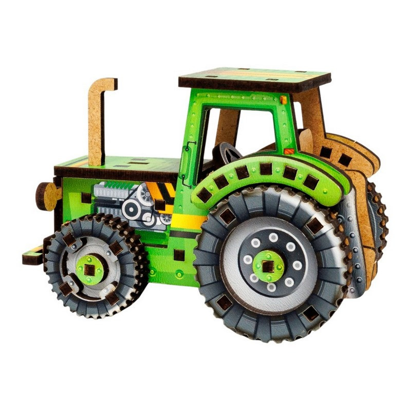 Дитячий дерев'яний 3D конструктор "Tурбо трактор" Puz-00960, 71 деталь Вінниця - фото 5