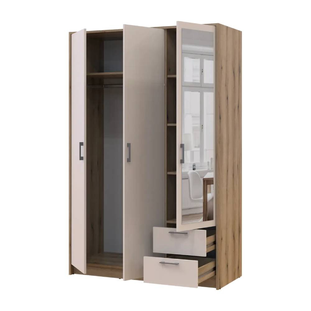 Шафа для одягу Doros Ронді з дзеркалом Дуб Артизан/Кашемір 3ДСП 121х52х195 DRS-011673 (80737817) Львів - фото 2