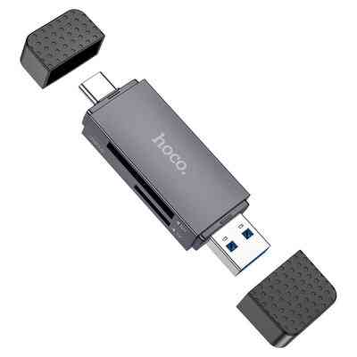 Кардрідер HOCO HB45 Spirit 2-in-1 USB/Type-C 3.0 card reader Metal gray (6942007620529) Киев