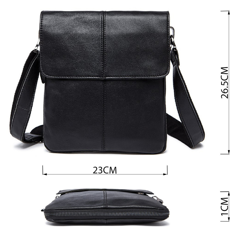 Кожаный мужской мессенджер Черный (Vintage) Киев - изображение 7