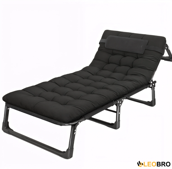 Розкладачка з подушкою LEOBRO FB-S04-PPB темно-сіра | Складане ліжко 193×68 см Київ