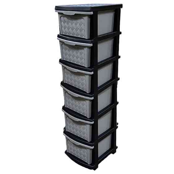 Комод пластиковий сіро-чорний "Компакт Плюс" 6 ярусів 126*40*34см R-Plastic Одеса
