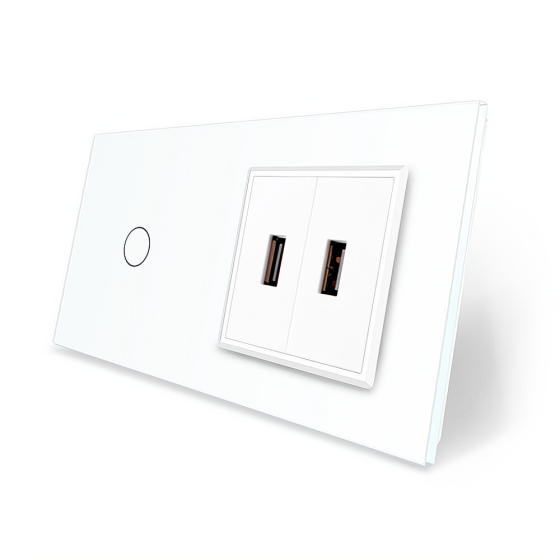 LIVOLO Сенсорний вимикач 1 сенсор 2 USB Livolo білий скло (VL-C701/2USB-11) Коломия