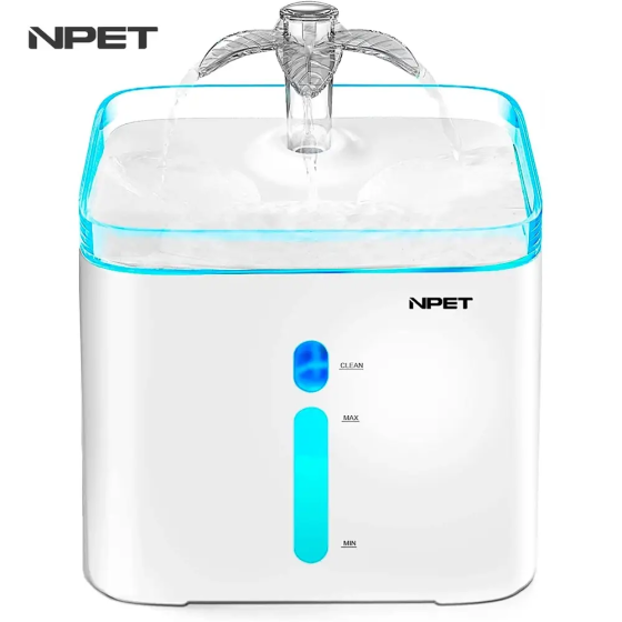 Питьевой фонтан-поилка NPET WF020 для кошек и собак 3 л с фильтром и LED-подсветкой, белый Киев