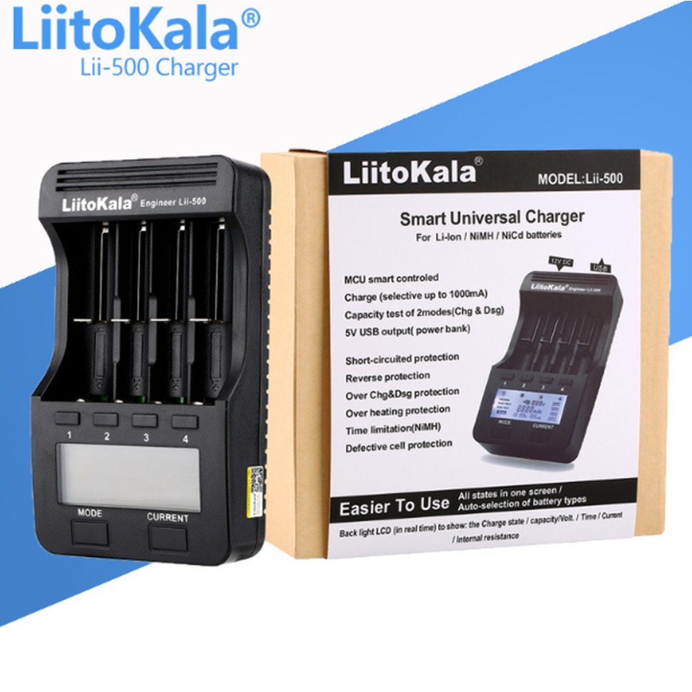 Зарядний пристрій Liitokala Lii-500, 4 канала, Ni-Mh/Li-ion, 220V/12V, Powerbank, Test, LCD, Box Ровно - изображение 1