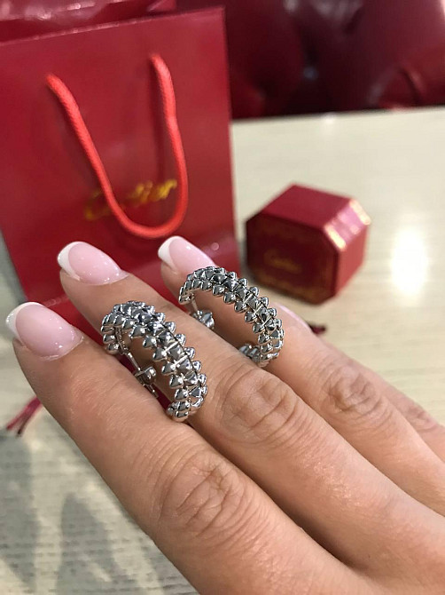 Cartier серьги с зубчиками белое золото / Картье серьги кольца с зубчиками Одесса - изображение 4