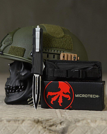 Нож выкидной Microtech чорно сірий Киев - изображение 8