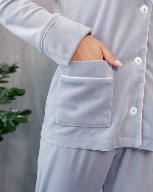 Костюм из плюшевого велюра на пуговицах с двумя карманами XXL Серый Харьков - изображение 4