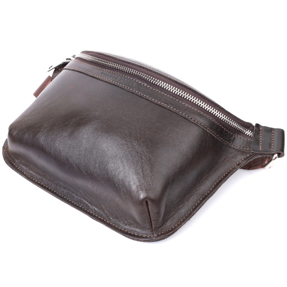 Стильна бананка для чоловіків із натуральної шкіри GRANDE PELLE 22814 Коричневий Київ - фото 7