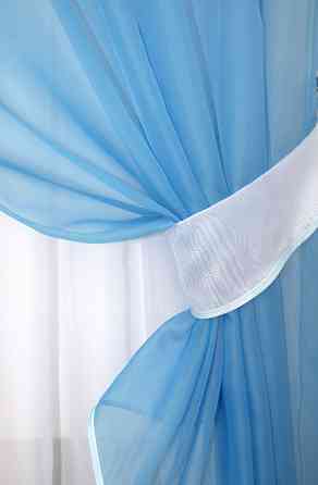 Кухонная занавеска VR-Textil № 018к штора и тюль с ламбрекеном голубой с белым 280х170 см (52-0333) Киев