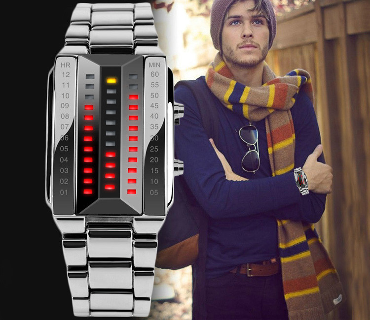 Унікальний бінарний чоловічий годинник Skmei 1035 (Сріблястий) Вінниця - фото 5