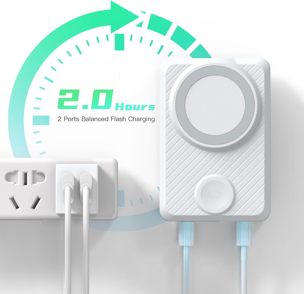 Повербанк LIMETA PB50 DW 15000 мАг MagSafe PD 36W з бездротовою зарядкою для iPhone та Apple Watch, Bluetooth, USB-C, білий Київ - фото 17