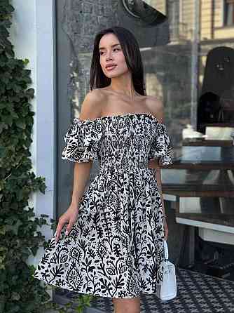 Жіноче легке принтоване плаття з турецького батисту Чорний, 46/48 Одеса